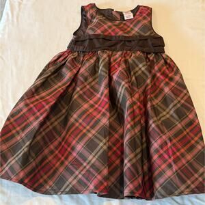 Vintage Baby Gap 2T Dress Brown/red plaid | sleeveless, tiered ruffle Holiday